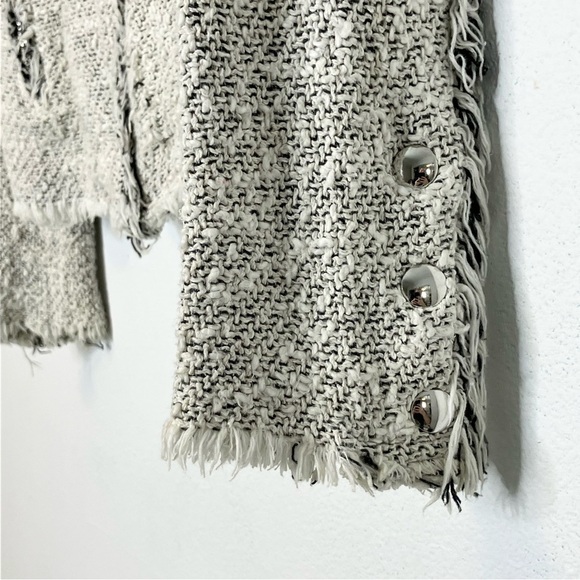 Iro Paris Cream Agnette Tweed Distressed Jacket Women Size 34 - Picture 11 of 13